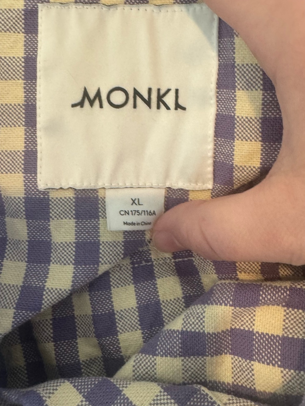 MONKI: Checked Button-Front Cropped Jacket in Cream/ Yellow and Purple - Picture 4 of 5